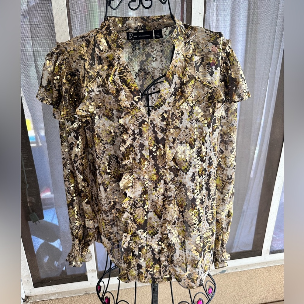 New York & Company Python Gold Top